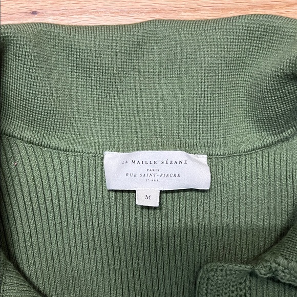 Sezane Green V-Neck Sweater (Eloy Jumper) - Picture 4 of 6